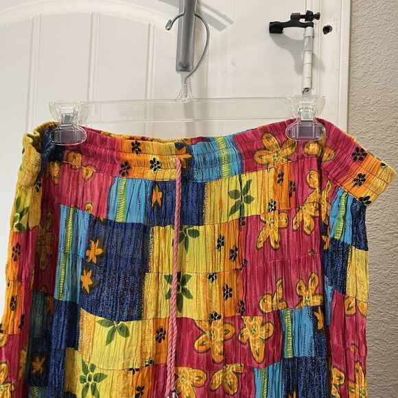 Silver Stream Women's Maxi Skirt One Size Patchwork Boho Broomstick Bright Color - Picture 3 of 10